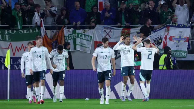 Northern Ireland celebrate their win over Luxembourg