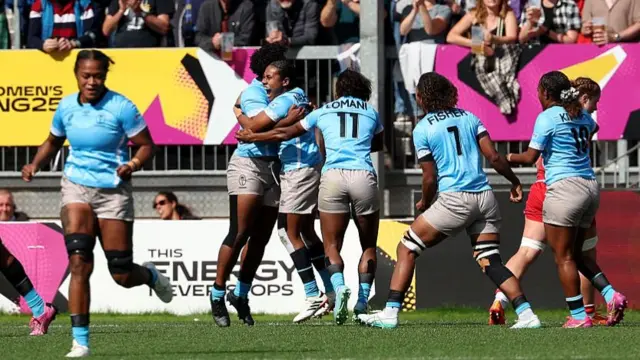 Fiji players celebrate