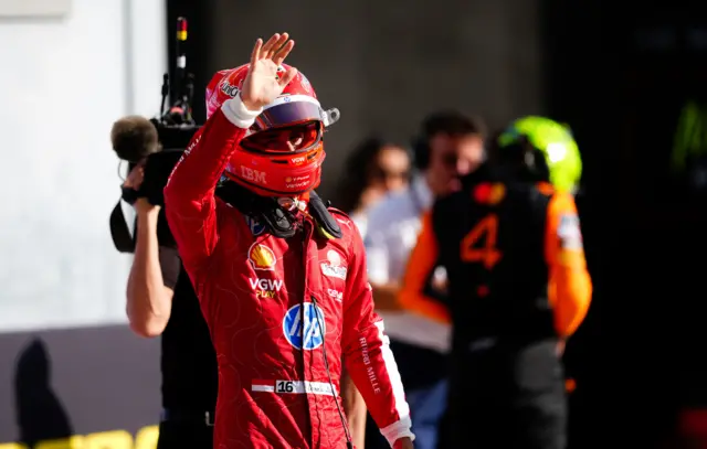Charles Leclerc thanks the tifosi after Italian Grand Prix qualifying