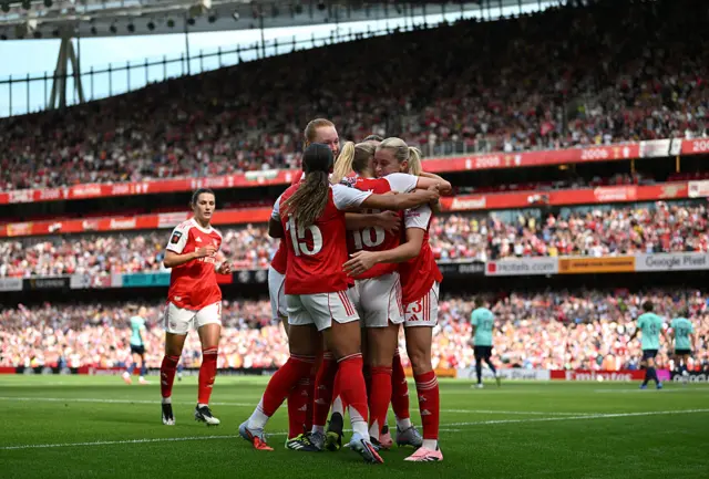 Chloe Kelly of Arsenal celebrates scoring her team's second goal
