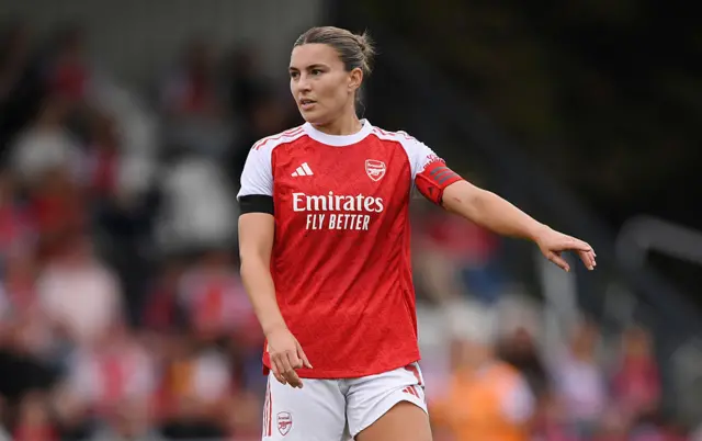 Catley captains the side during a pre-season game