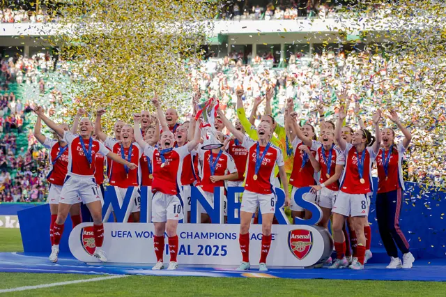 Arsenal lift the UWCL trophy in Lisbon