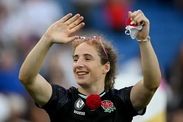 England's Abby Dow celebrates