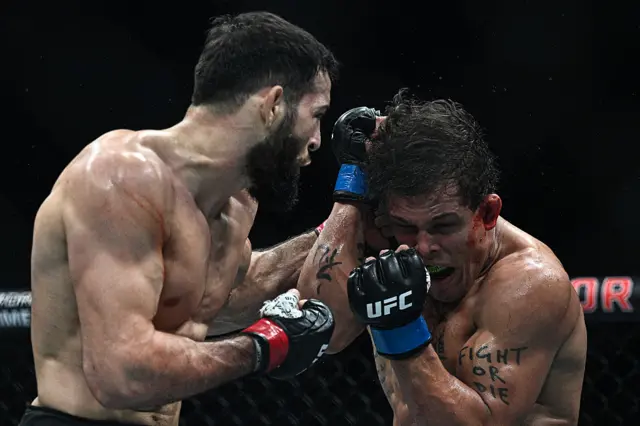 Caio Borralho covers up from a punch from Nassourdine Imavov