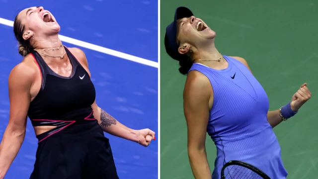 Aryna Sabalenka and Amanda Anisimova celebrate reaching US Open final
