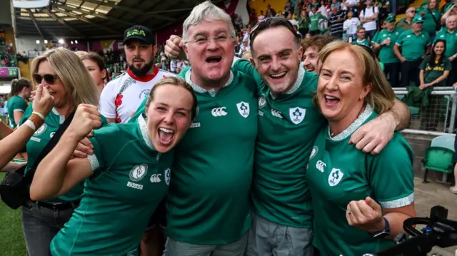 Aoibheann Reilly with her family after the Japan game