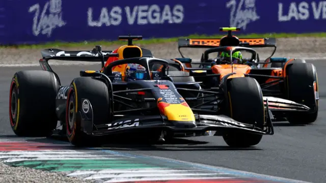 Max Verstappen ahead of Lando Norris