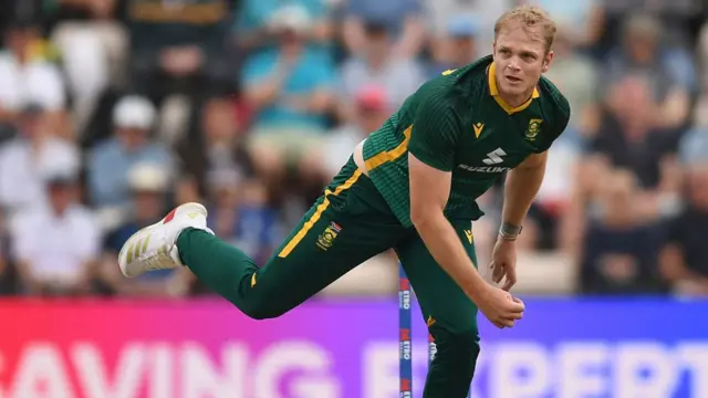 Corbin Bosch bowls vs England