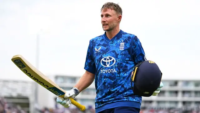 Joe Root leaves the field after being dismissed for 100 vs South Africa.