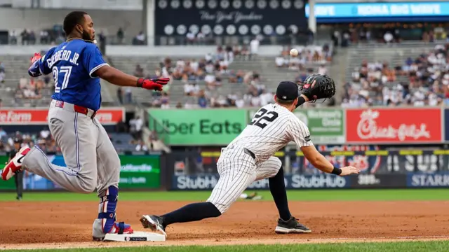 Vladimir Guerrero Jr. of the Blue Jays and Ben Rice of the Yankees