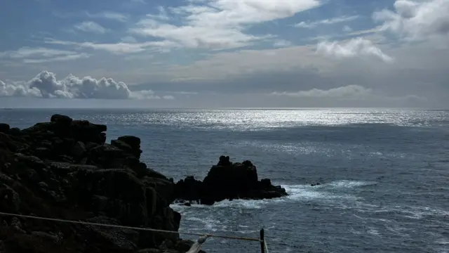 A picture of the sea and rock formations at Land's End