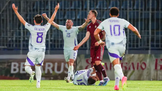 Belarus' Vladislav Kalinin powers into Lewis Ferguson
