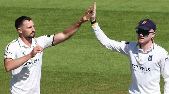 Nathan Gilchrist takes a wicket