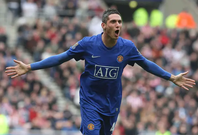 Federico Macheda of Manchester United celebrates