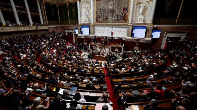 A fully packed view above France's National Assembly