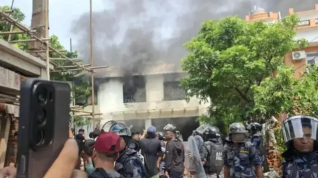 Protesters have set ex-PM Sher Bahadur Deuba's house in Dhangadhi alight