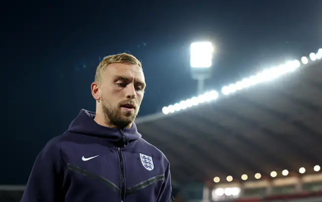Jarrod Bowen of England looks on