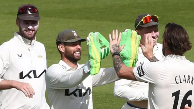 Jordan Clark takes a wicket