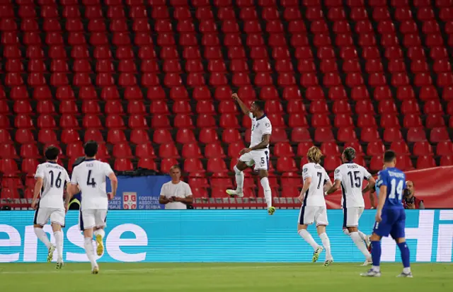 Ezri Konsa of England celebrates