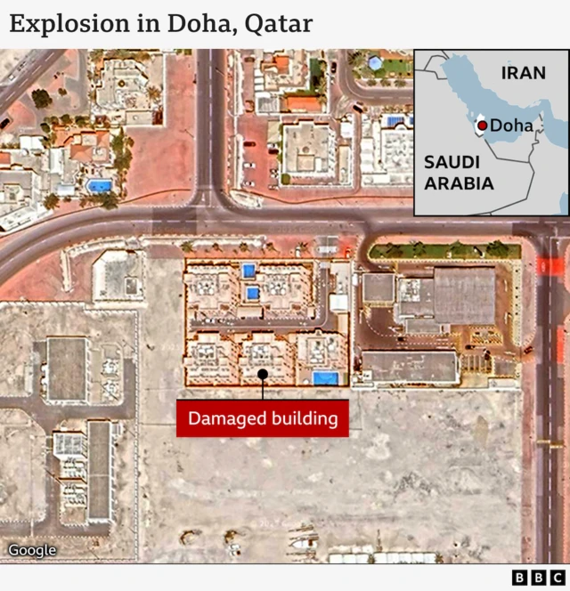 A map which shows a label next to the damaged building