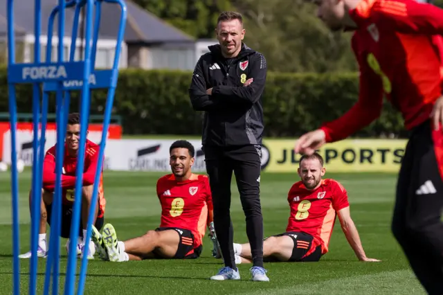 Craig Bellamy during Wales training