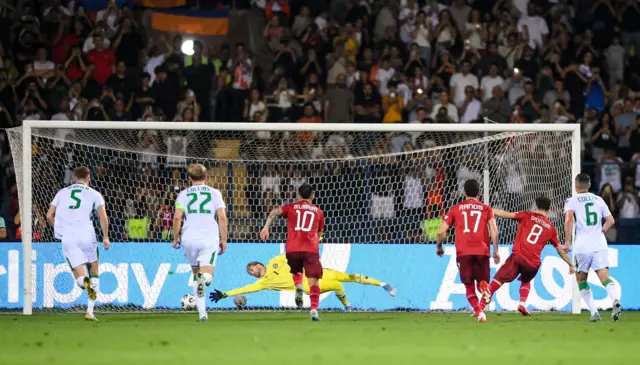 Armenia scoring their penalty