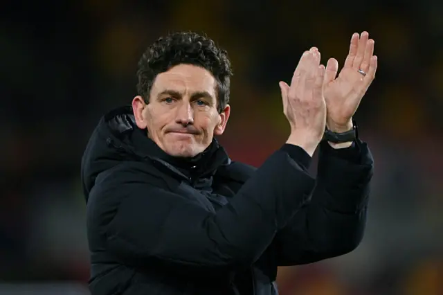 Brentford's Irish head coach Keith Andrews reacts