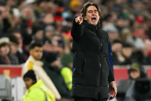 Tottenham Hotspur's Danish head coach Thomas Frank reacts