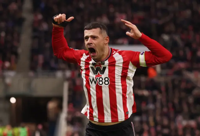 Sunderland's Granit Xhaka reacts