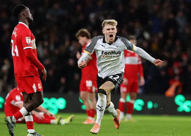 Bobby Clark of Derby County celebrates
