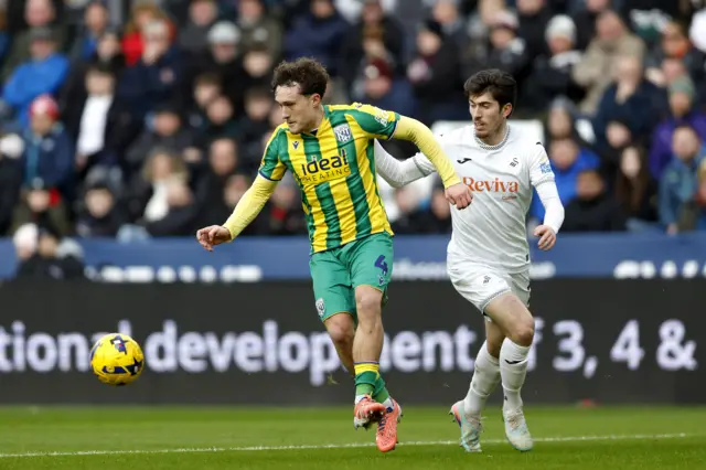 Callum Styles of West Bromwich Albion and Josh Key of Swansea City