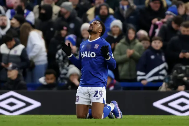 Chuba Akpom of Ipswich Town celebrates