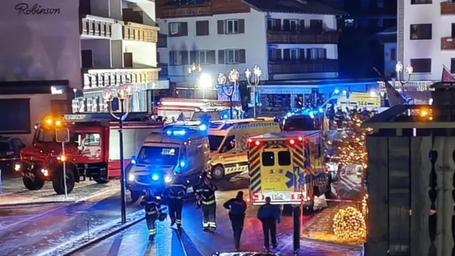 Ambulances on street outside bar