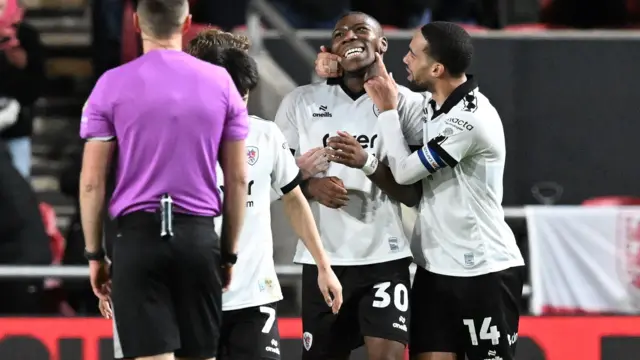 Sinclair Armstrong (30) of Bristol City celebrates scoring the fifth goal during the EFL Sky Bet Championship match between Bristol City and Portsmouth