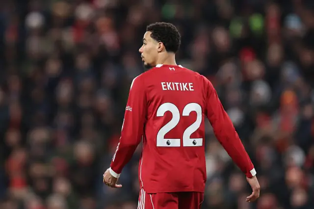 Hugo Ekitike of Liverpool in action