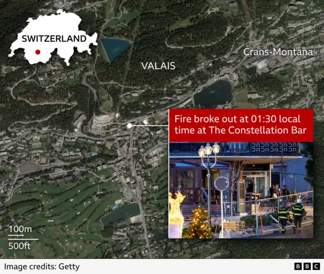 Map of Crans-Montana in Switzerland
