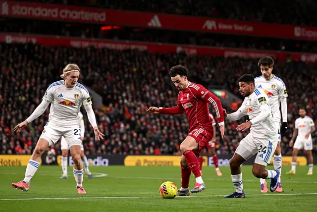 Curtis Jones of Liverpool runs with the ball