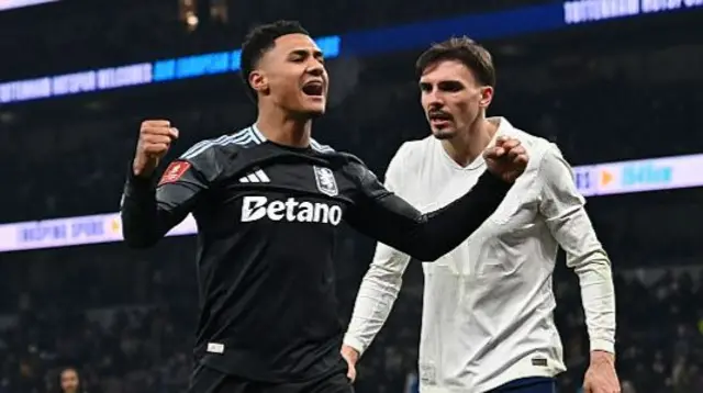 Joao Palinha confronts Ollie Watkins as he celebrates at the final whistle
