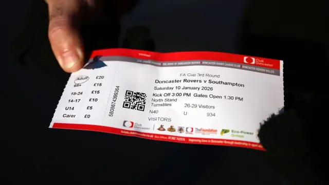 Ripped ticket for Doncaster Rovers v Southampton