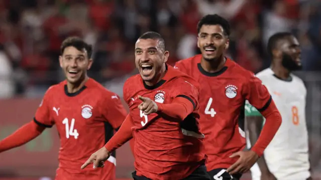 Ramy Rabia celebrates a goal for Egypt
