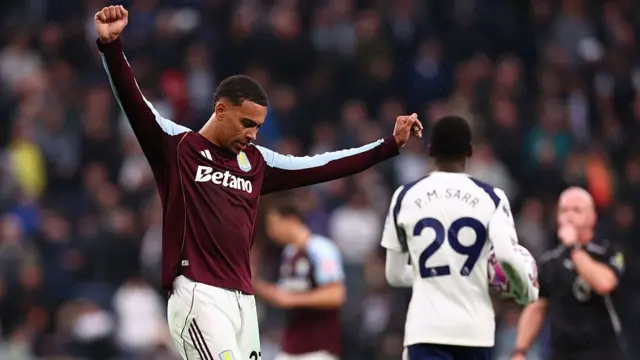 Morgan Rogers celebrates scoring against Tottenham