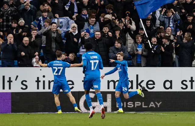 Jimmy-Jay Morgan celebrates scoring for Peterborough against Bolton