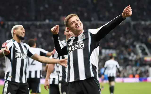 Harvey Barnes celebrates