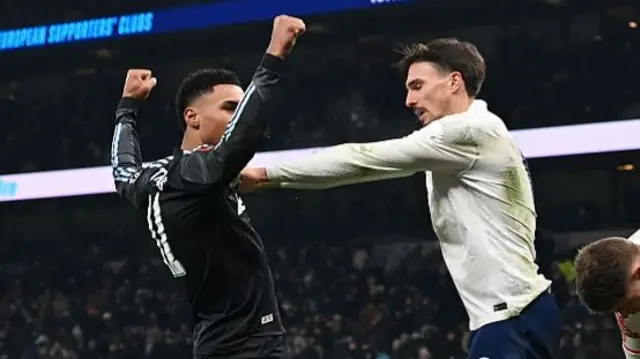 Joao Palinha confronts Ollie Watkins at the final whistle.