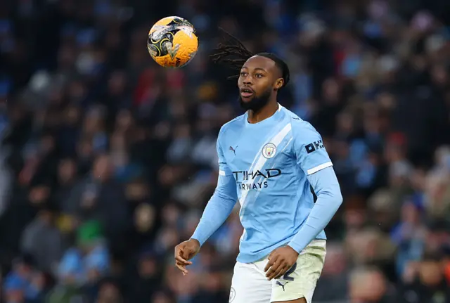 Semenyo playing for Manchester City