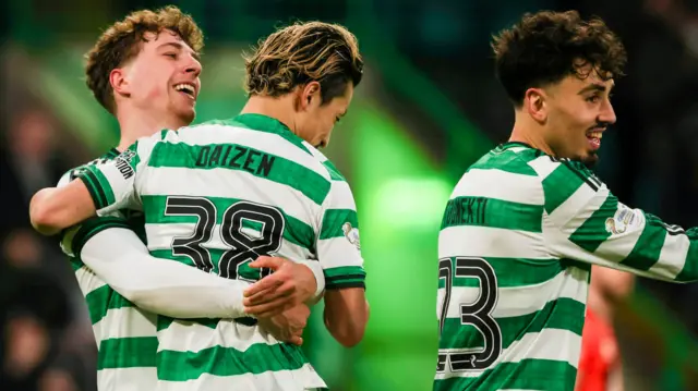 Arne Engels and Daizen Maeda celebrate