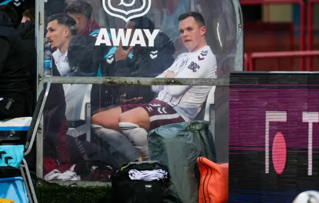 Lawrence Shankland in the Hearts dugout