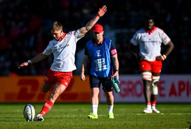 Jack Crowley kicks a penalty