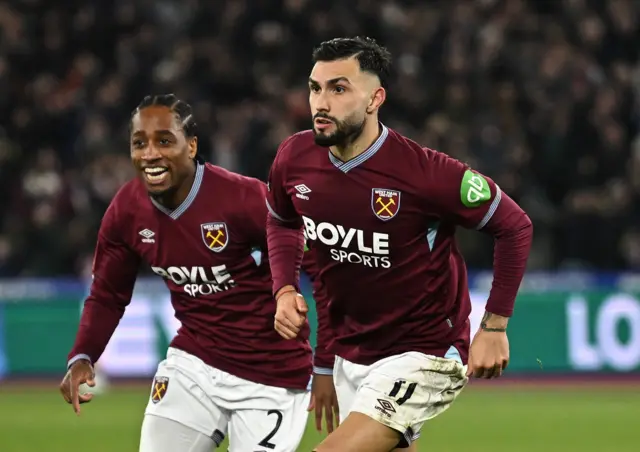 Valentin Castellanos celebrates with Kyle Walker Peters