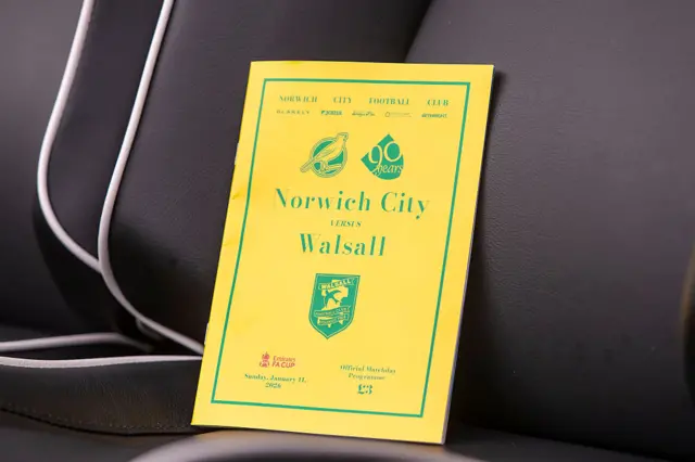 Matchday program for Norwich v Walsall